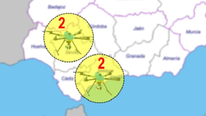 Зона действия дронов в Андалузии