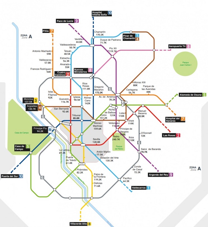 Карта метро испании